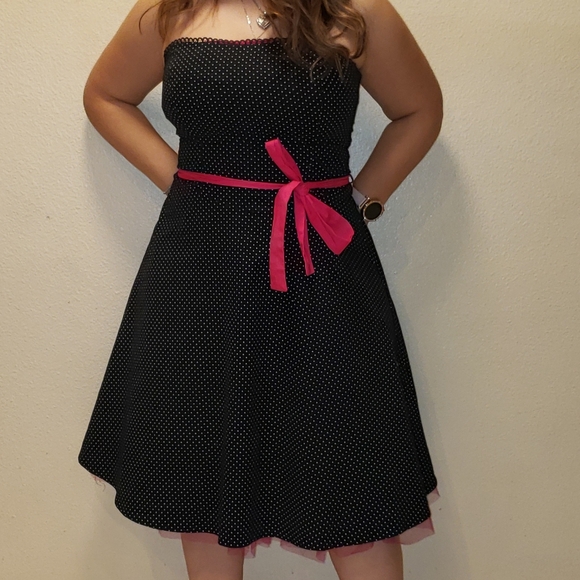 WINDSOR 50's dress Pink Polka Dot Black and white - Picture 6 of 8